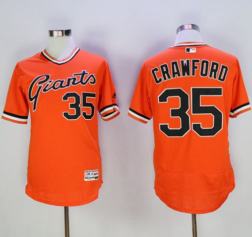 Giants #35 Brandon Crawford Orange Flexbase Authentic Collection Cooperstown Stitched MLB jerseys - Click Image to Close